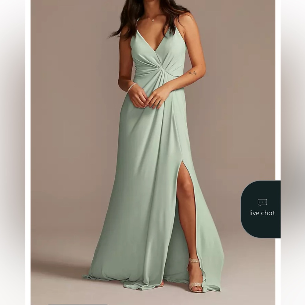David’s Bridal Jersey A-Line Dress with Knot Detail